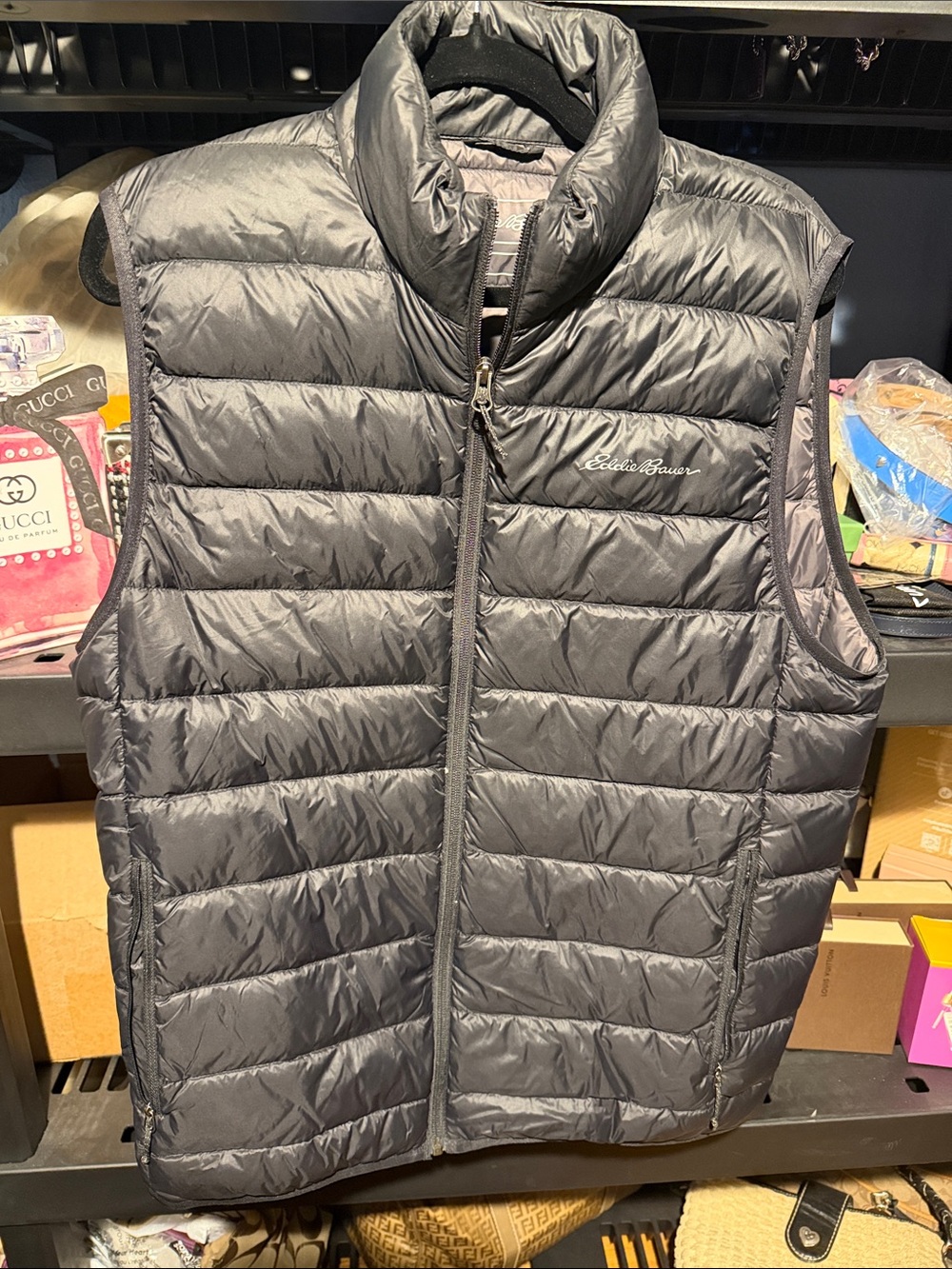 Eddie Bauer Men's Quilted Puffer Vest in Charcoal